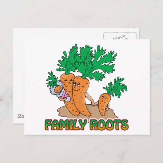 家族のルーツかわいいニンジン家族の漫画 ポストカード (正面/裏面)