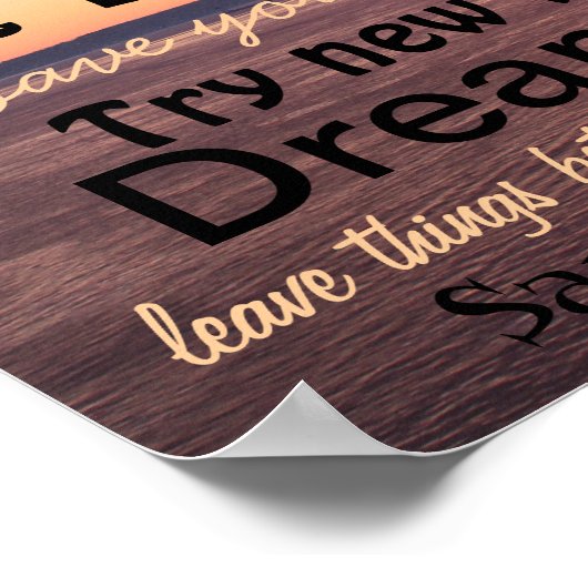 家族のルール、知恵の言葉、海の夕日 ポスター (角)