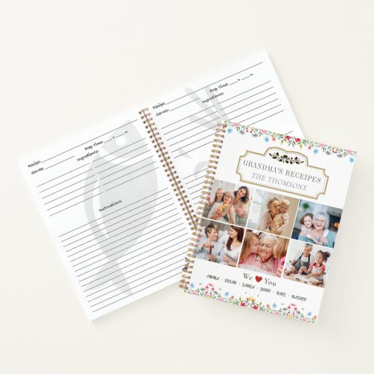 家族のレシピの本 – 祖母への思い出に残る贈り物 ノートブック (内部)