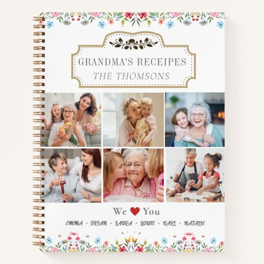 家族のレシピの本 – 祖母への思い出に残る贈り物 ノートブック (正面)