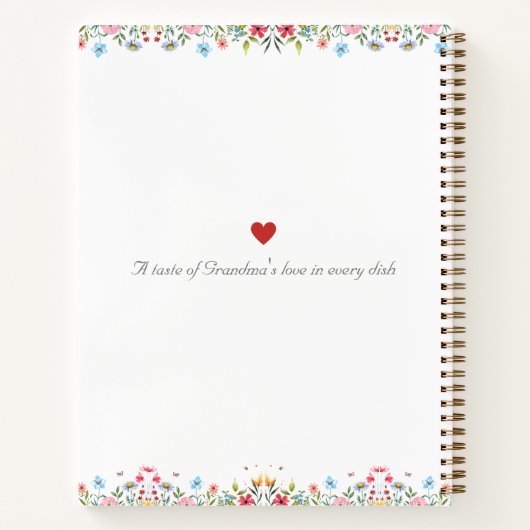 家族のレシピの本 – 祖母への思い出に残る贈り物 ノートブック (裏面)