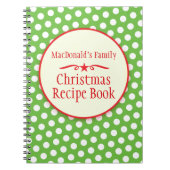 家族のレシピの水玉模様の緑のノート ノートブック (正面)