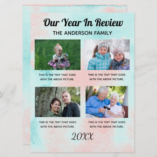 家族のレビューカスタムの年の写真4 シーズンカード (正面/裏面)