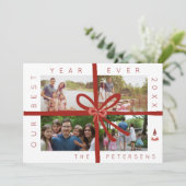 家族のレビュー写真コラージュのクリスマスカード カード (スタンド正面)