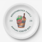 家族のロブスター毎年夏のシーフードを沸騰 ペーパープレート (正面)
