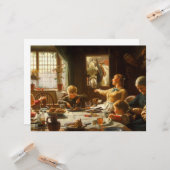 家族の一人(ロバ食べ物を与えー) カード (正面/裏面インサイチュ)