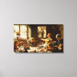 家族の一人(ロバ食べ物を与えー) キャンバスプリント