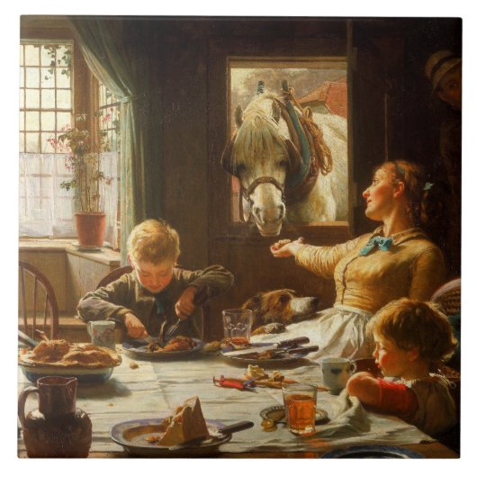 家族の一人(ロバ食べ物を与えー) タイル (正面)