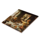 家族の一人(ロバ食べ物を与えー) タイル (側面)