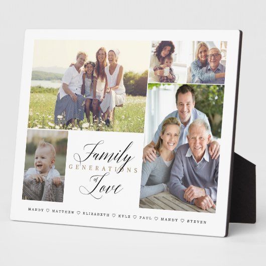 家族の世代の愛のカスタム5 Photo Collage フォトプラーク (側面)