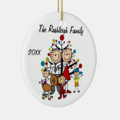 家族の両親、二人の女の子、男の子、犬のオーナメント セラミックオーナメント (右)
