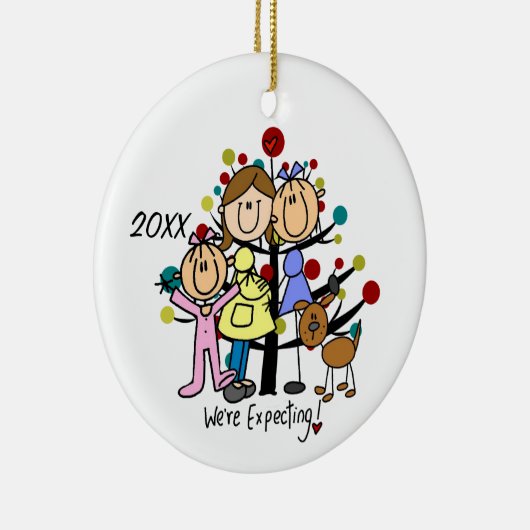 家族の予期しているカップル2のお母さんの女の子犬 セラミックオーナメント (右)