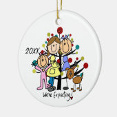 家族の予期しているカップル2のお母さんの女の子犬 セラミックオーナメント (左)