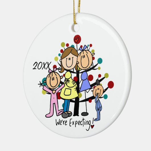 家族の予期しているカップル2人のお母さんの幼児 セラミックオーナメント (左)