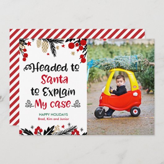 家族の休日クリスマスフォトカード (正面/裏面)
