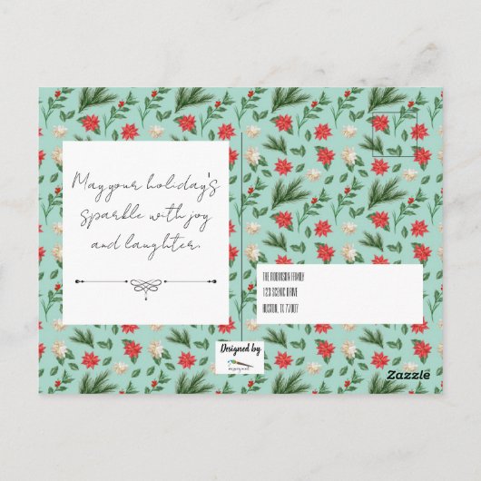 家族の休日クリスマスフォト編集可能はがき ポストカード (裏面)