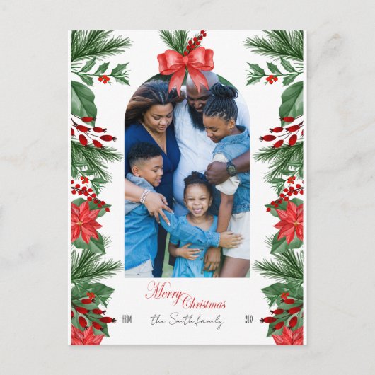 家族の休日クリスマスフォト編集可能はがき ポストカード (正面)