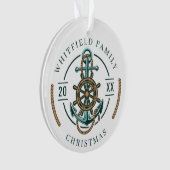 家族の休日航海の記念クリスマス オーナメント (正面)