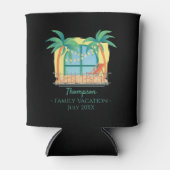 家族の休暇と名前とイニシャルビーチ 缶クーラー (正面)