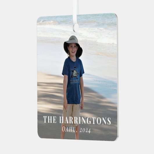家族の休暇のクリスマスフォト メタルオーナメント (正面左)