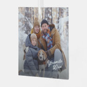家族の休暇の写真の記念品 ガラスオーナメント (正面左)