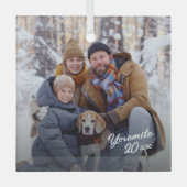 家族の休暇の写真の記念品 ガラスオーナメント (正面)