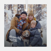 家族の休暇の写真の記念品 ガラスオーナメント (裏面)