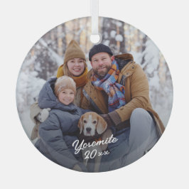 家族の休暇の写真の記念品 ガラスオーナメント