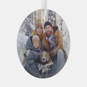 家族の休暇の写真の記念品 ガラスオーナメント (正面右)