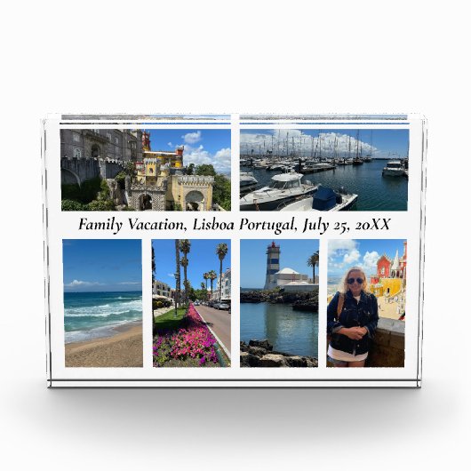 家族の休暇の旅行ギフトカスタム、6枚の写真モダン、 フォトブロック (正面)