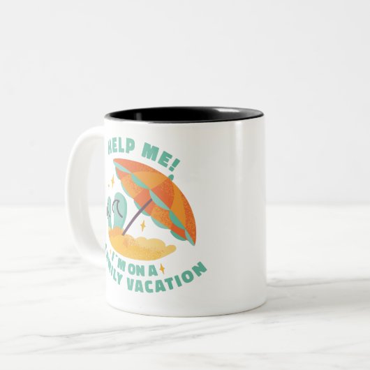 家族の休暇をビーチで救済す！私は家族だ ツートーンマグカップ (正面左)