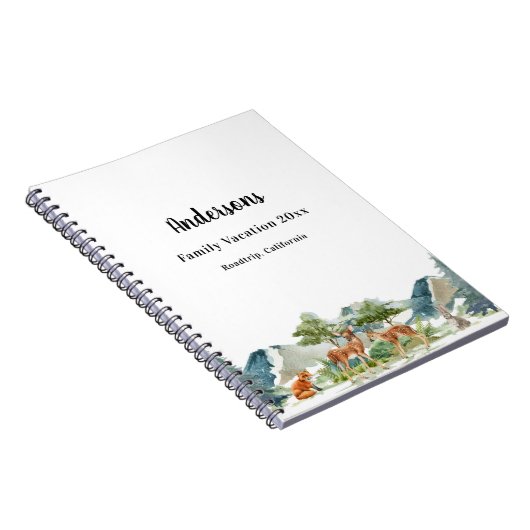 家族の休暇ウッドランド森林動物の鹿 ノートブック (右側)