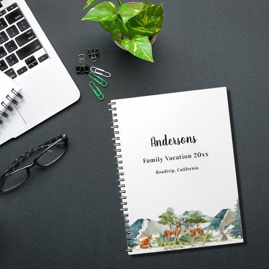 家族の休暇ウッドランド森林動物の鹿 ノートブック