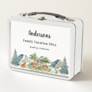 家族の休暇ウッドランド森林動物の鹿 メタルランチボックス