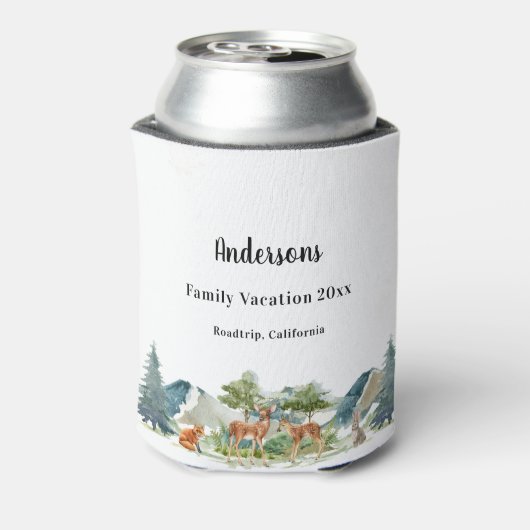 家族の休暇ウッドランド森林動物の鹿 缶クーラー (缶裏面)