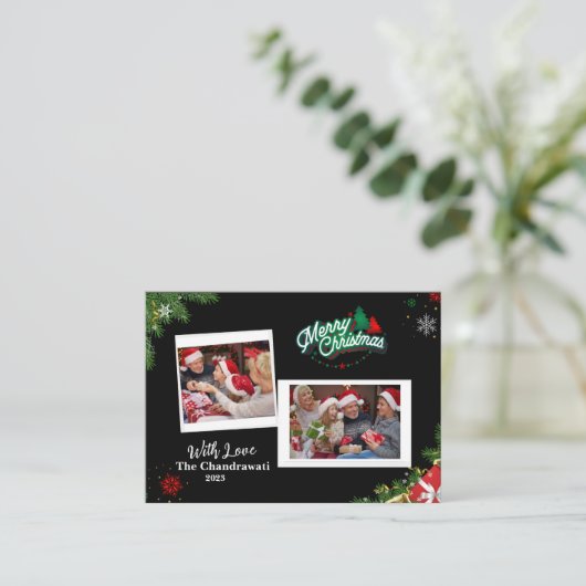 家族の休暇カードメリークリスマス！ エンクロージャーカード (スタンド正面)