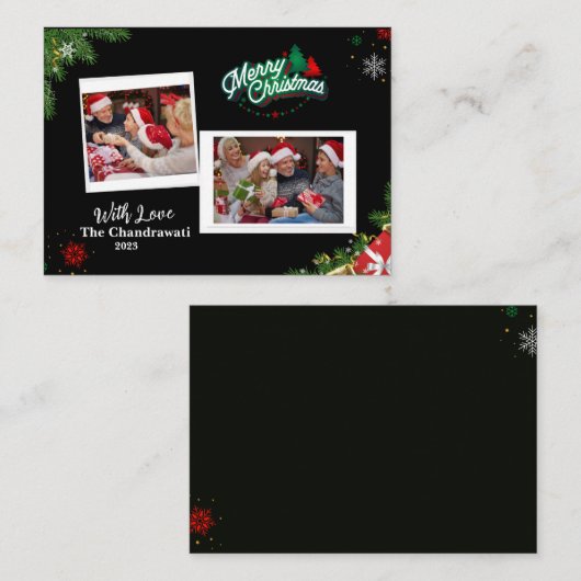 家族の休暇カードメリークリスマス！ エンクロージャーカード (正面/裏面)