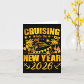 家族の休暇クルーズ船 2026年新年パーティー Cr カード (黄色い花)