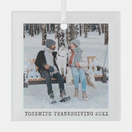 家族の休暇フォトキープサムグラスオーナメント型 ガラスオーナメント (正面)