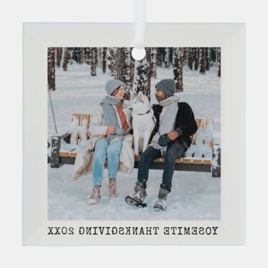 家族の休暇フォトキープサムグラスオーナメント型 ガラスオーナメント (裏面)