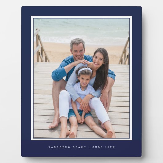 家族の休暇フォトメモリKeepsake Navyフレーム フォトプラーク (正面)