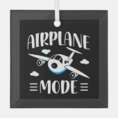 家族の休暇飛んでいる- w/子供 – 飛行機モード ガラスオーナメント (正面)