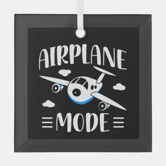 家族の休暇飛んでいる- w/子供 – 飛行機モード ガラスオーナメント (正面)
