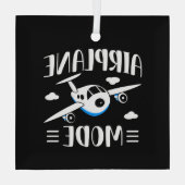 家族の休暇飛んでいる- w/子供 – 飛行機モード ガラスオーナメント (裏面)