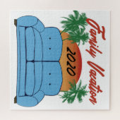 家族の休暇2020ソファのウイルスおもしろいジョーク ジグソーパズル (横)