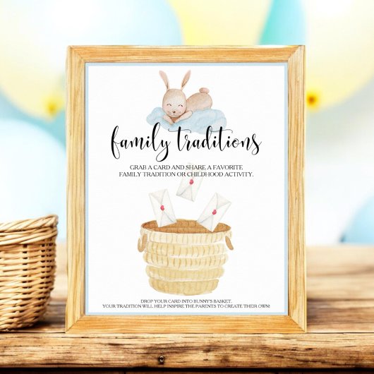 家族の伝統いくつかのバニーブルーベビーシャワー ポスター
