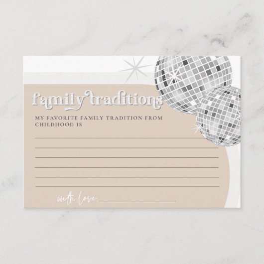 家族の伝統ディスコ赤ちゃんシャワーゲームカード エンクロージャーカード (正面)