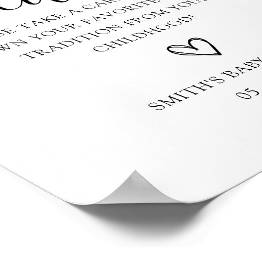 家族の伝統ベビーシャワーのサイン ポスター (角)