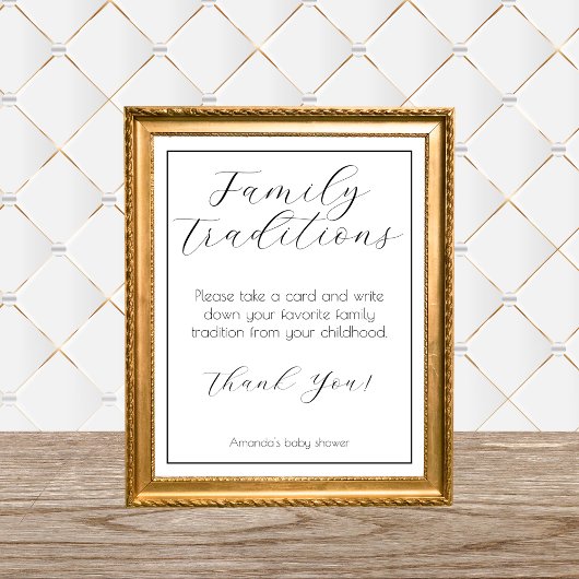 家族の伝統ミニマリスト赤ちゃんシャワーゲーム ポスター