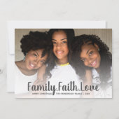 家族の信仰あなたのテキストを愛するメリークリスマスフォト シーズンカード (正面)